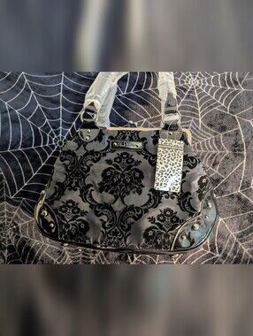 Rock Rebel Mistress Kisslock Gothic Damask Handbag Purse (New Never Used)